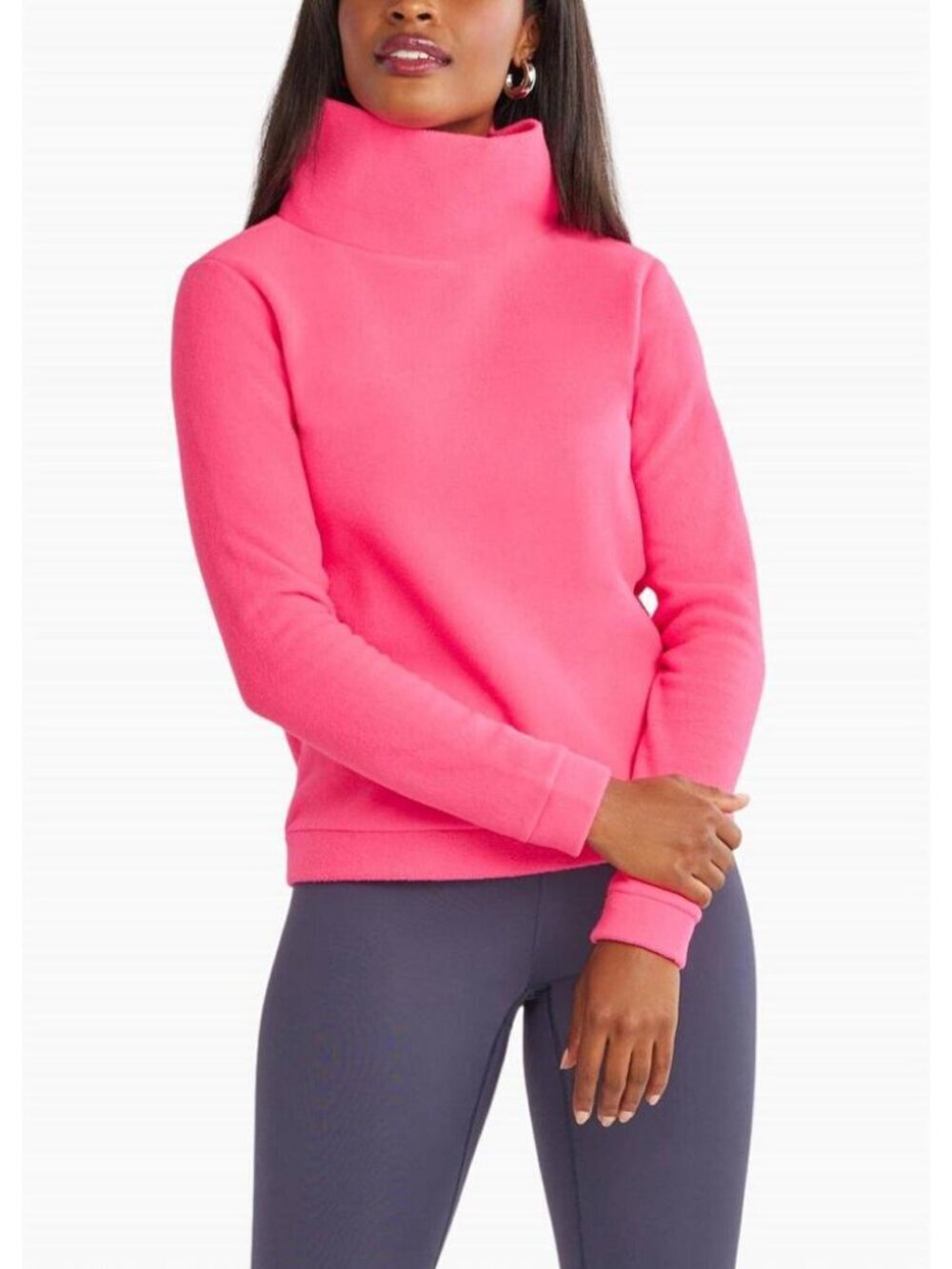 Dudley Stephens Park Slope Turtleneck In Vello Fleece Pink Size XL